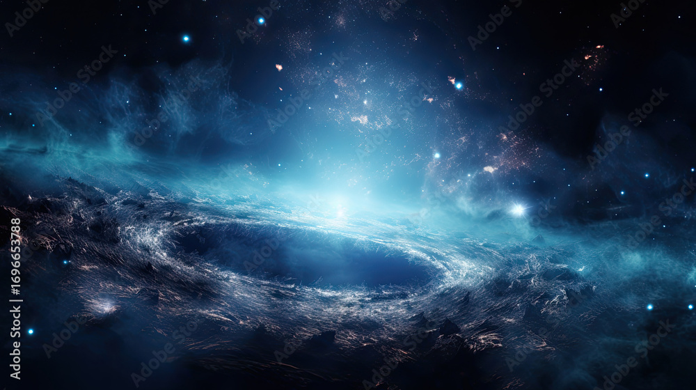 Fototapeta premium Celestial glowing ring of dark space cosmic universe element isolated on white background