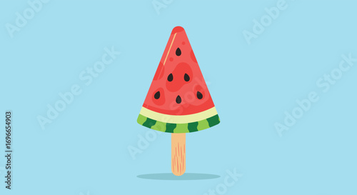 Refreshing slice of watermelon popsicle on a warm summer day