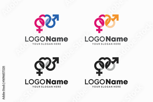 Creative gender symbol logo set representing men and women