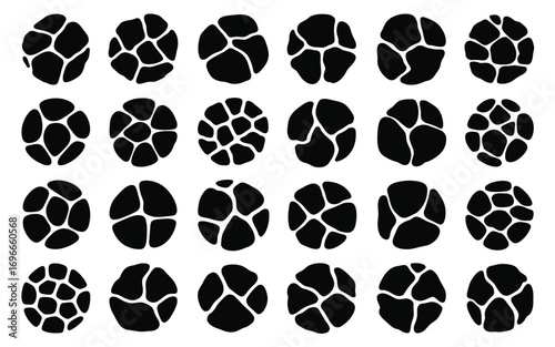 Vector art of set of giraffe spots in a circle animal print skin texture black and white seamless pattern vector illustration perfect for textile, wallpaper, wrapping paper