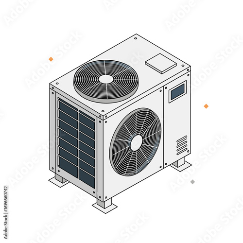 Modern outdoor unit for residential air conditioning and heating systems iso