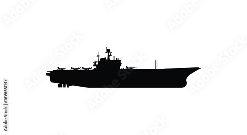 naval vessel silhouette floating on calm waters