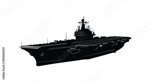 naval vessel silhouette showing large aircraft carrier structure