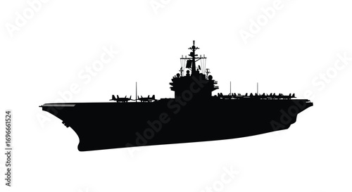 naval vessel silhouette floating on calm waters