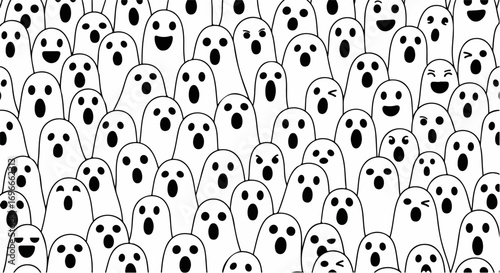 Cute Ghost Pattern Seamless Background Illustration