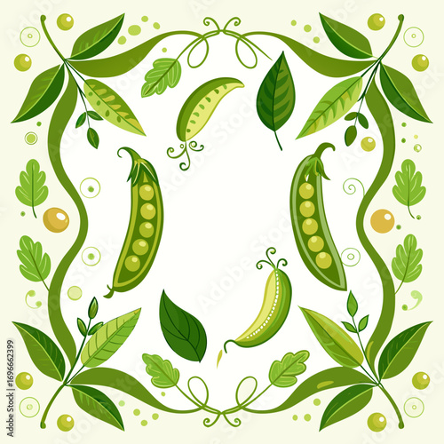 green peas with leaves 