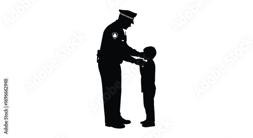a police officer shaking hands with a young boy