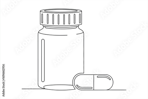 Medical Pill Bottle and Capsule Outline