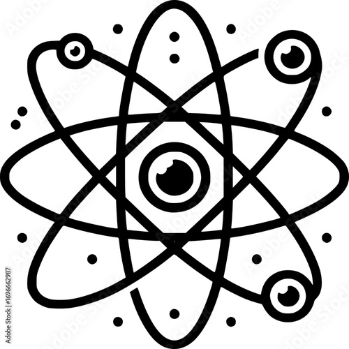 Atom Structure: A precise illustration of an atom's core structure, showcasing a meticulous diagram of the nucleus and orbiting electrons. 