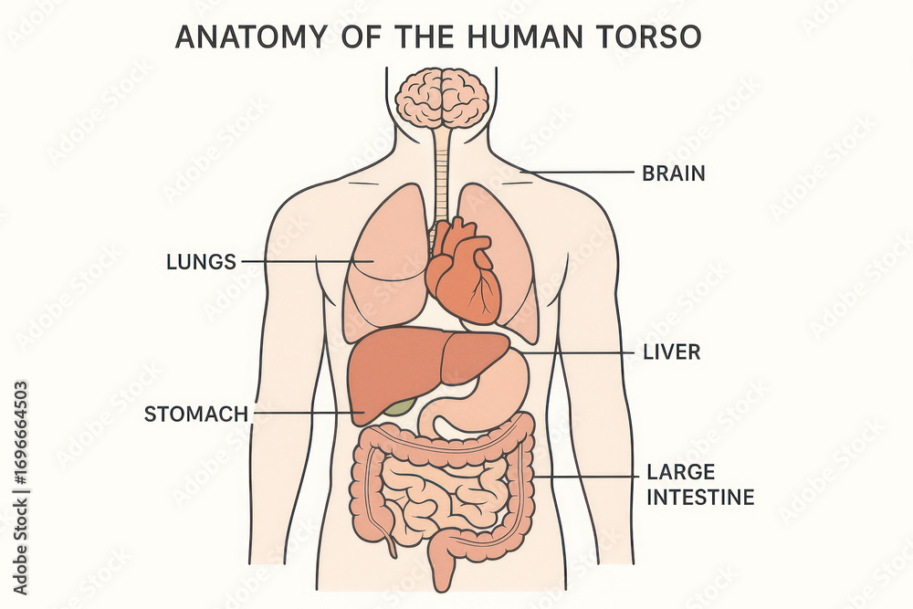 Obraz premium Anatomy of the Human Torso - Illustration