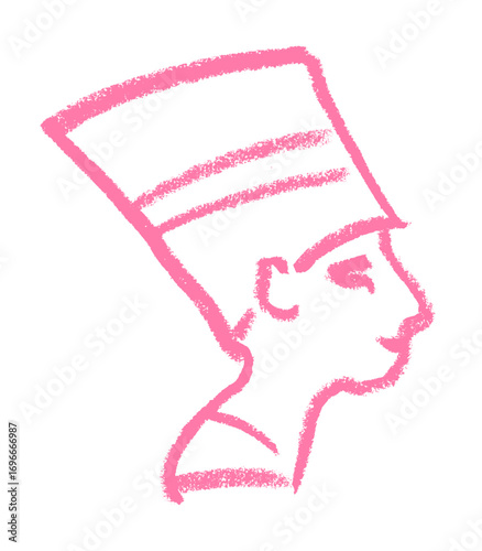 Nefertiti Egyptian Icon Crayon Chalk Drawing Vector