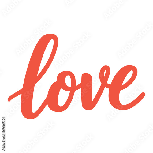 Vibrant coral script word love elegant typography for romantic designs and expressions