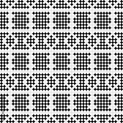 Black and white seamless pattern set with geometric and decorative design elements