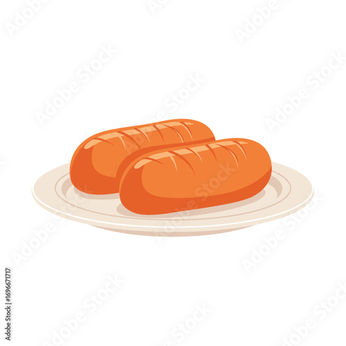 Delicious golden brown baked bread rolls on a white ceramic plate ready for serving
