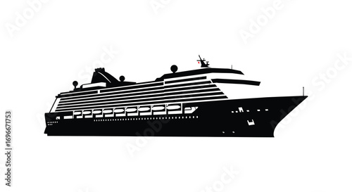 a large cruise ship silhouette against white background
