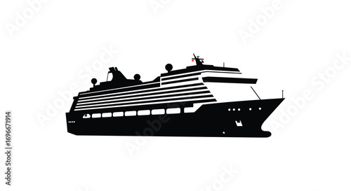 a large cruise ship silhouette floating on calm waters