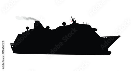 a large cruise ship silhouette against white background
