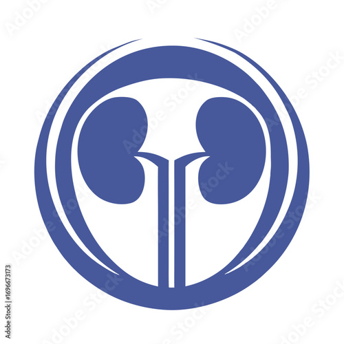 Blue Kidney Icon Inside Circle With White Background organ medical