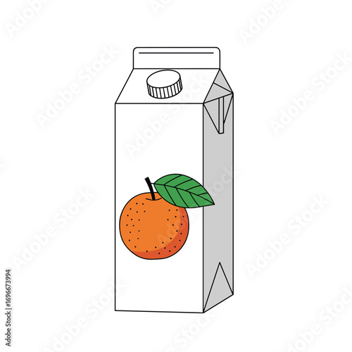 A carton of refreshing orange juice with a whole orange and a green leaf on its front panel