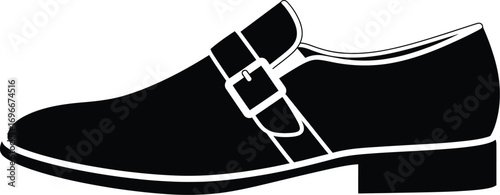 Elegant black leather monk strap shoe, a timeless classic for sophisticated style.