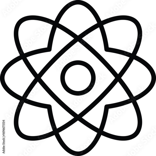 Simple Outline Atomic Structure with Orbitals Science Education Icon