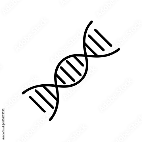 DNA helix structure, genetics and biology research icon. Simple outline helix for science, medicine and research concept. Vector illustration for web, app, print
