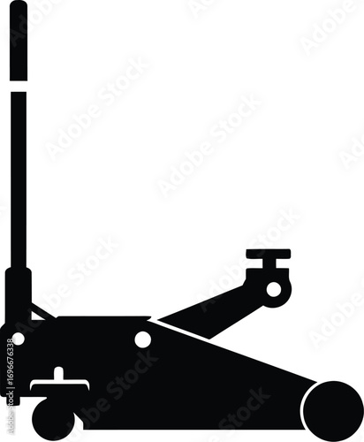 Scalable vector illustration of a black floor jack icon for automotive and repair