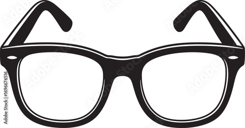 Retro eyeglasses in black and white close up minimalist vector design illustration style