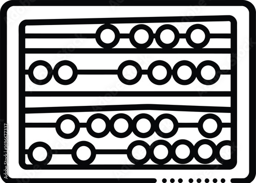 Simple Line Art Abacus Counting Tool Educational Equipment Outline Illustration