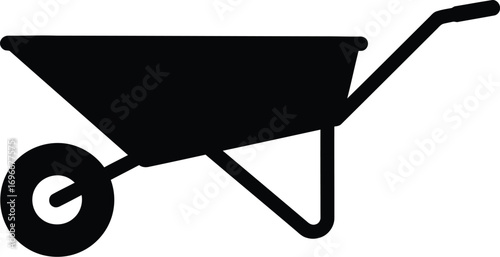 Scalable vector illustration of a wheelbarrow tool icon for construction and gardening
