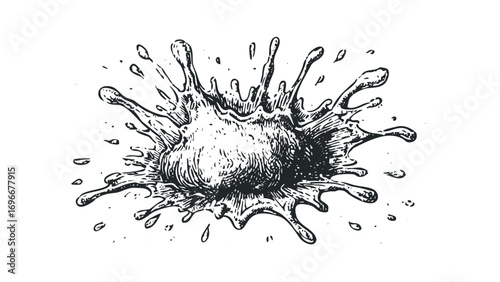 Ink Splash Image with Splattered Drops. Vector hand drawn illustration