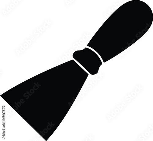 Scalable vector illustration of a black putty knife icon for professional use