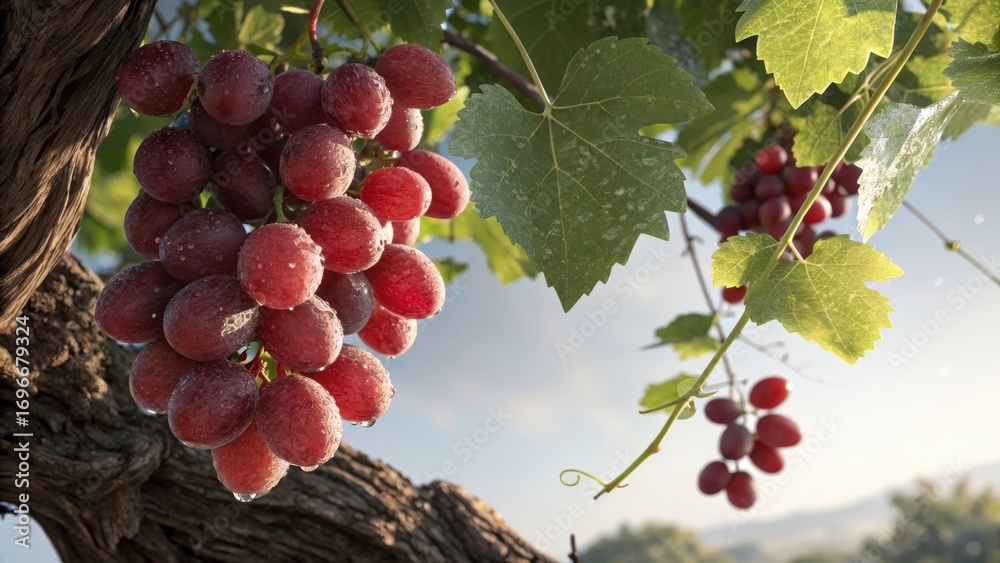 Fototapeta premium red grapes on vine