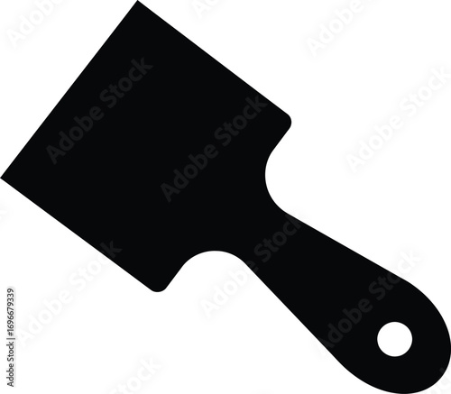 Black silhouette vector illustration of a trowel tool scalable eps graphic