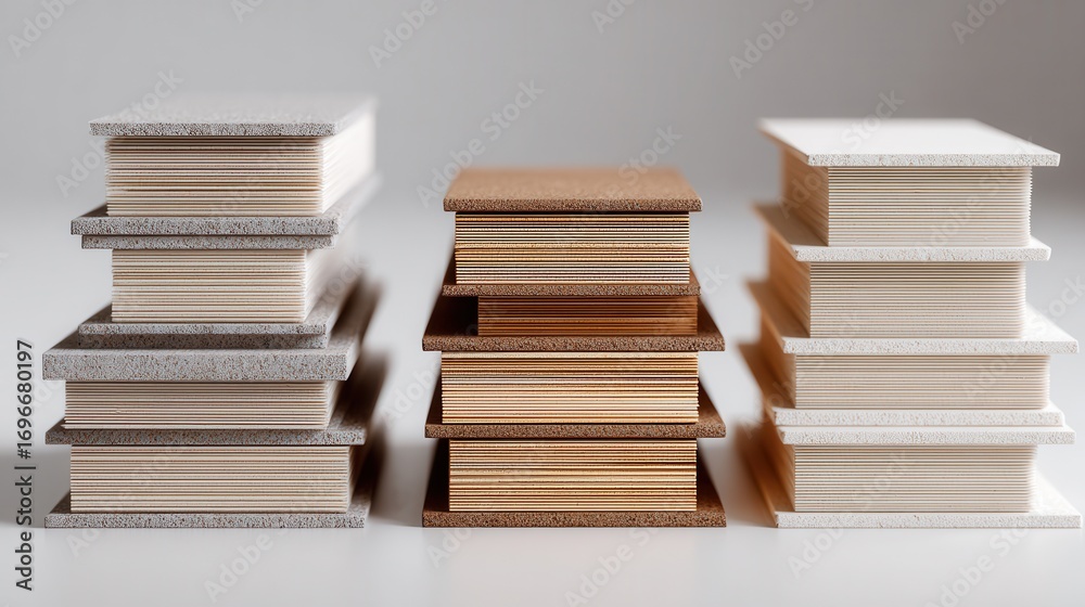 Obraz premium Piles of books in white studio setup, clean minimal background