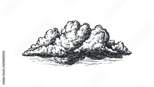 Sketch of Cumulonimbus Cloud formation on Transparent Background. Vector hand drawn illustration