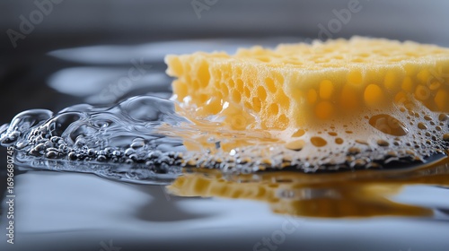 Sponge absorbing oil from water
