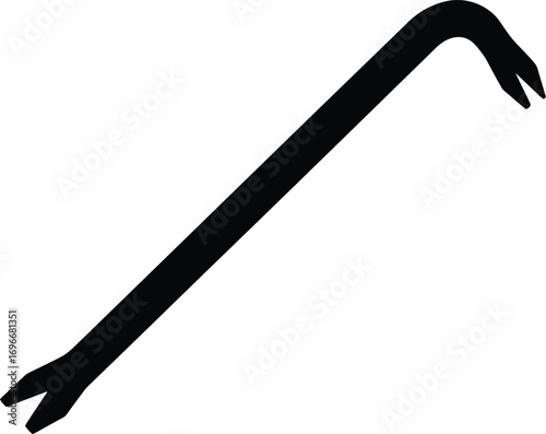 Scalable vector illustration of a black crowbar tool for construction and demolition