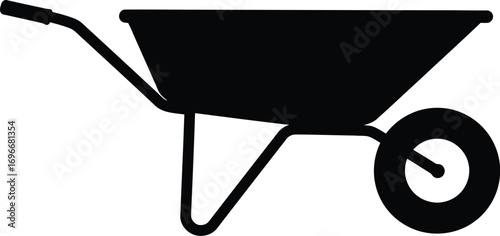 Black silhouette wheelbarrow vector illustration scalable icon for eps download