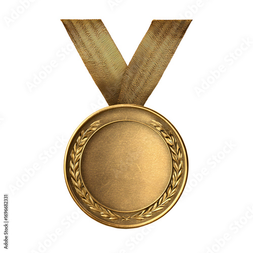 Medal Gold Achievement Award isolated on transparent background