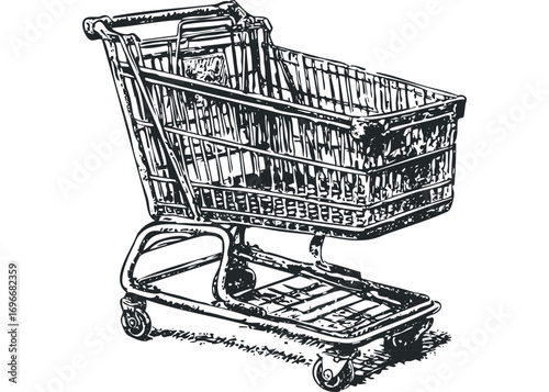 Shopping Cart Object. Vector hand drawn illustration
