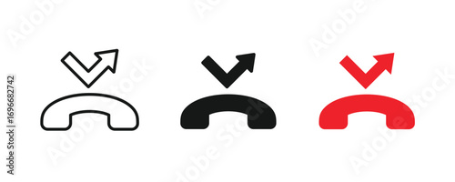 Missed calls icon. Missed call sign decline phone alert icon. Vector illustration