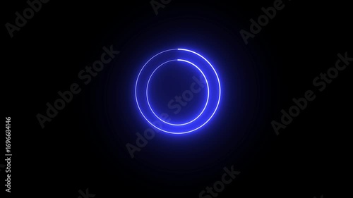 Abstract neon circle frame loading icon on black background. Glowing neon circle animation. Empty space ,ring ,round frame and rotation circle smooth neon glowing loop animation .