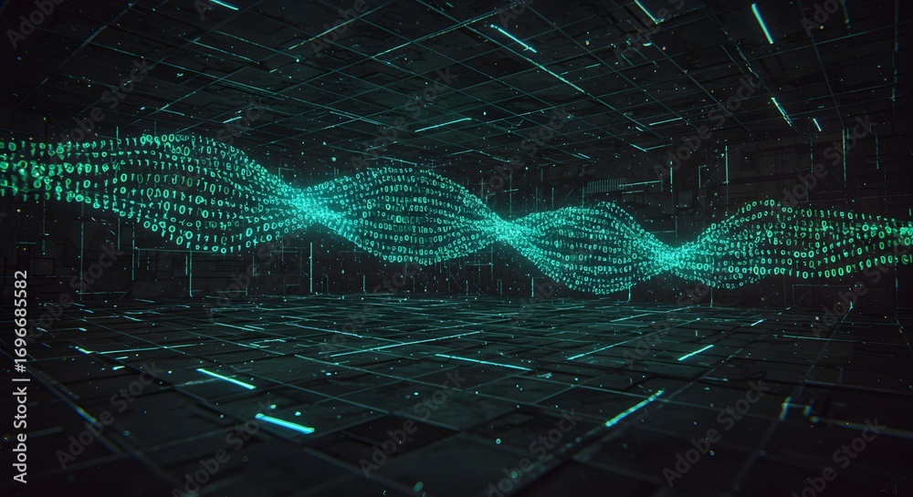custom made wallpaper toronto digitalMinimal data stream visualization with glowing binary code flowing in perspective futuristic background