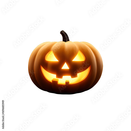 Jack O Lantern Glowing Face Halloween Night isolated on transparent background