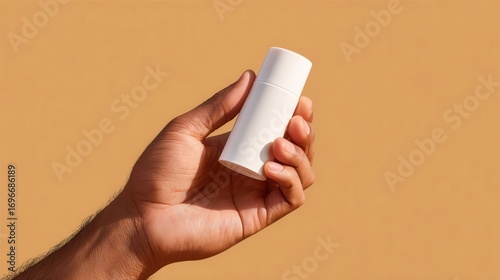 Wallpaper Mural Person Applying White Deodorant Stick with Hand Against Simple Background Torontodigital.ca