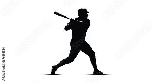 a baseball player swinging bat captured in silhouette