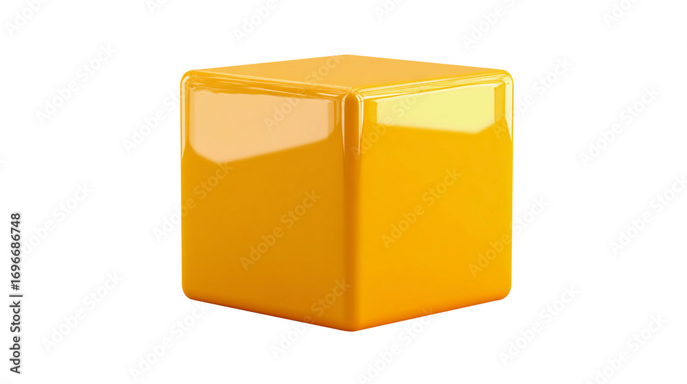 Fototapeta premium Yellow Cube isolated on white background