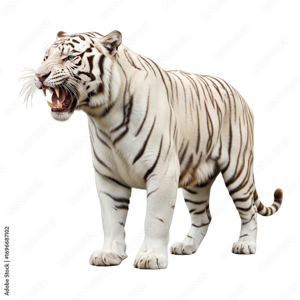 Obraz premium White Siberian Tiger Isolated On White Background.