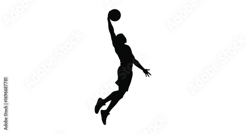 basketball player mid air jump shot silhouette